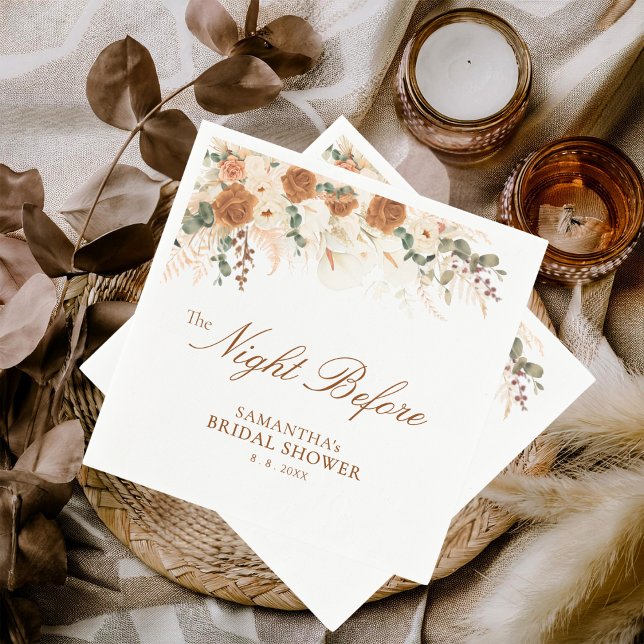 Servilleta De Papel Noche de ducha de novia moderna boho acuarela (Subido por el creador)