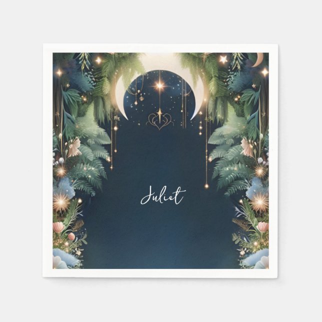 Servilleta De Papel Noche de Ensueño Mágico Estrellas Místicas Despedi (Anverso)