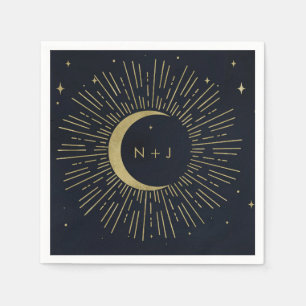 Servilleta De Papel Noche de Estrellas de Oro Estallido Celestial de L