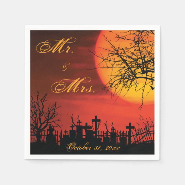 Servilleta De Papel Noche de Halloween Boda Negro Napkins (Anverso)