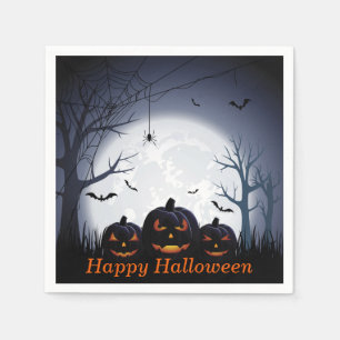Servilleta De Papel Noche de Halloween con calabaza y murciélagos vola