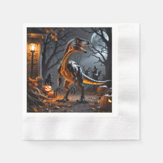 Servilleta De Papel Noche De Halloween Con Un Velociraptor