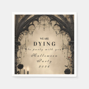 Servilleta De Papel Noche de Halloween con velas en arco gótico