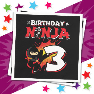 Servilleta De Papel Noche de historietas de 3 años Ninja Tercer cumple