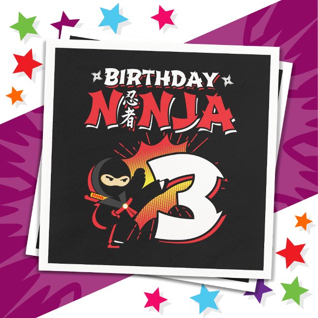 Servilleta De Papel Noche de historietas de 3 años Ninja Tercer cumple (Subido por el creador)