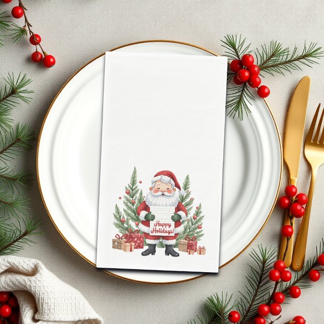 Servilleta De Papel Noche de Invierno de Santa Claus Wreath Felices Fi (Subido por el creador)