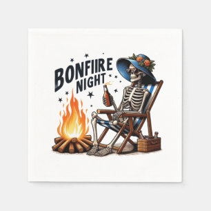 Servilleta De Papel Noche de la hoguera - Beber esqueleto cerca del fu