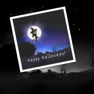 Servilleta De Papel Noche de la luna llena de bruja feliz Fiesta de Ha