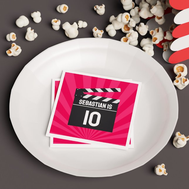 Servilleta De Papel Noche de la película roja Clapperboard Niños Fiest (Red Movie Night Clapperboard Kids Birthday Party Napkins
)