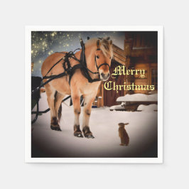 Servilleta De Papel Noche de Navidades estrellados en la granja con ca