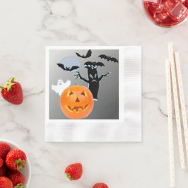 Servilleta De Papel Noche Embrujada con Fantasmas y Calabazas