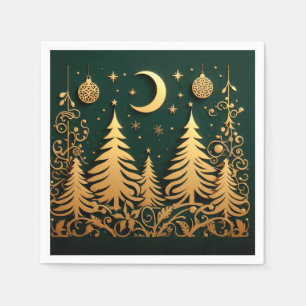 Servilleta De Papel Noche Encantada – Patrón de árbol de Navidad ilumi