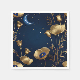 Servilleta De Papel Noche estrellada con luna de oro