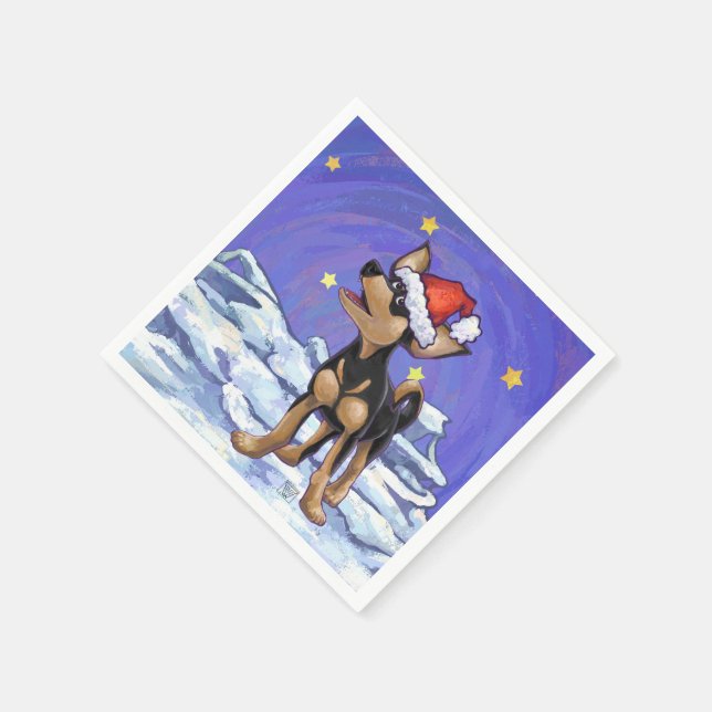 Servilleta De Papel Noche estrellada de Chihuhua en Santa Hat (Borde)