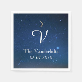 Servilleta De Papel Noche estrellada Monograma Boda Napkin