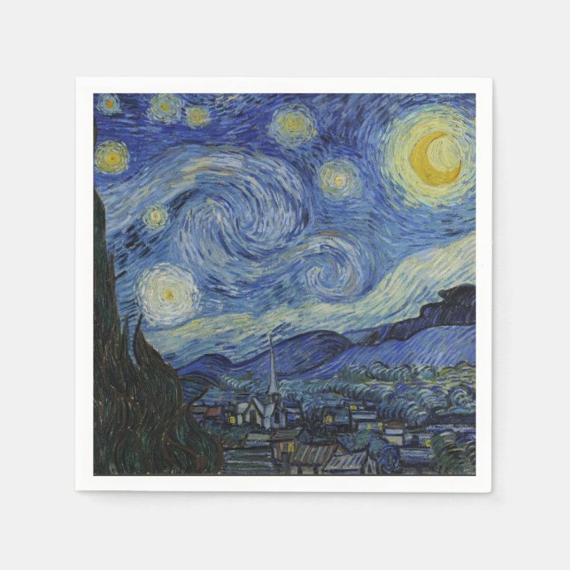 Servilleta De Papel "Noche estrellada" por Van Gogh (Anverso)