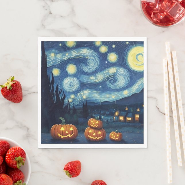 Servilleta De Papel Noche estrellada Van Gogh Halloween (In situ)