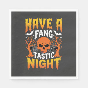 Servilleta De Papel Noche Fantástica Calavera y Murciélagos de Hallowe