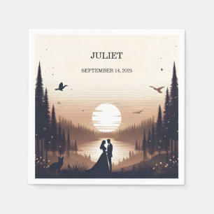 Servilleta De Papel Noche Puesta de sol Luna Nube Crepúsculo Despedida