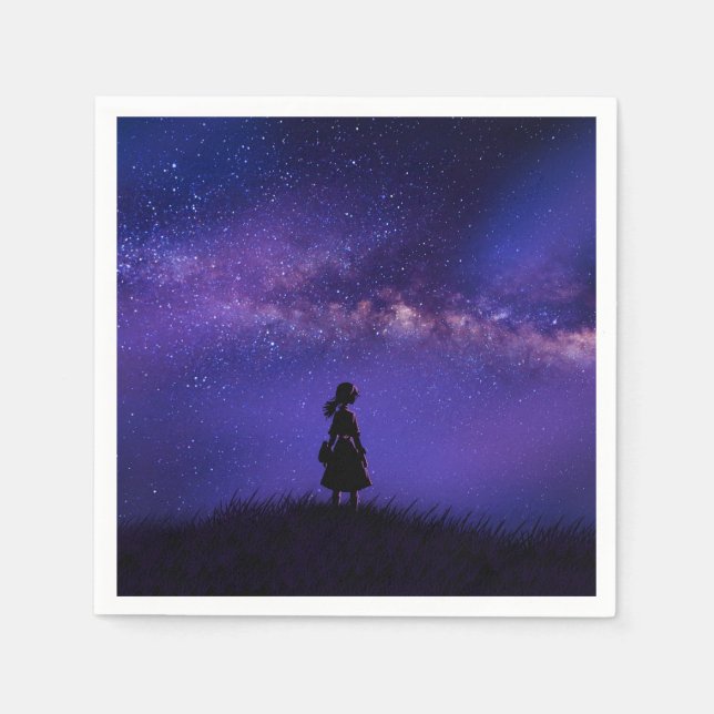 Servilleta De Papel Noche solitaria y estrellada (Anverso)