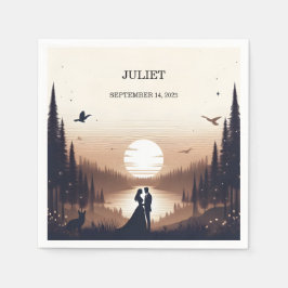 Servilleta De Papel Noche Sunset Moon Cloud Twilight Brillante Shower