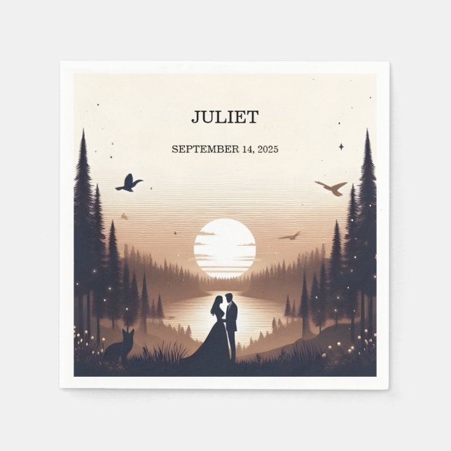 Servilleta De Papel Noche Sunset Moon Cloud Twilight Brillante Shower (Anverso)