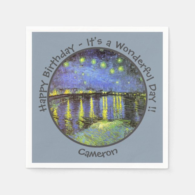 Servilleta De Papel Noche van Gogh Starry sobre artículos de Fiesta en (Anverso)