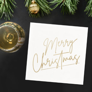 Servilleta De Papel Nochebuena de oro con toallas blancas
