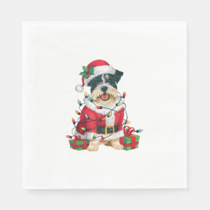 Servilleta De Papel Nochebuena divertida iluminando al perro del terri