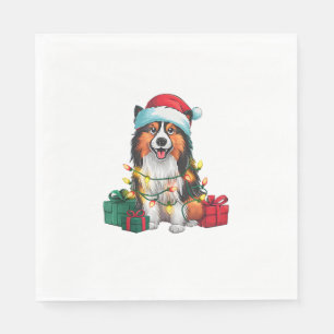 Servilleta De Papel Nochebuena divertida iluminando Santa Hat Tamaskan