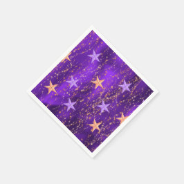 Servilleta De Papel Noches Árabes Moradas y Estrellas de Oro
