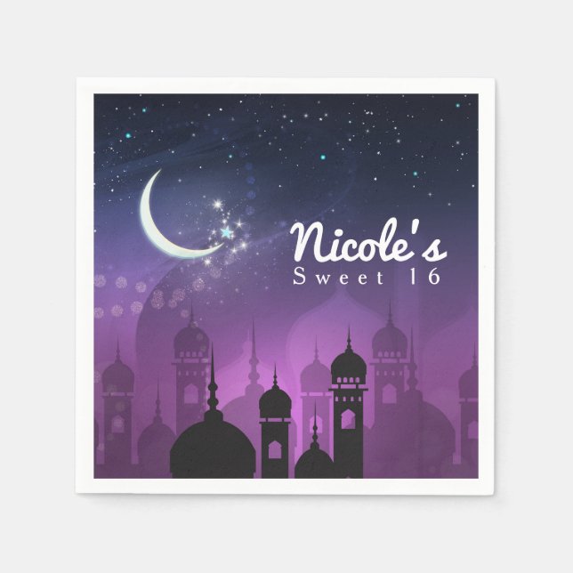 Servilleta De Papel Noches Árabes Morado Claro Moruno (Anverso)