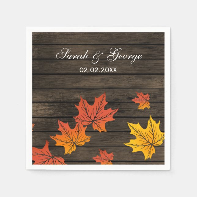 Servilleta De Papel Noches de bodas de Barnwood Rustic Fall (Anverso)