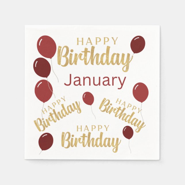 Servilleta De Papel Noches de cumpleaños felices de enero (Anverso)