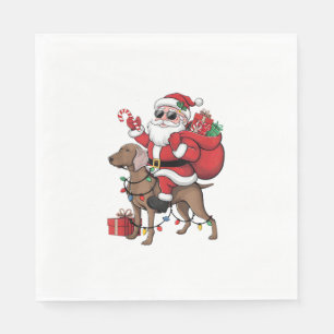 Servilleta De Papel Noches iluminando Santa Riding Weimaraner Dog Chri