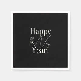 Servilleta De Papel Nochevieja Fiesta blanco y negro