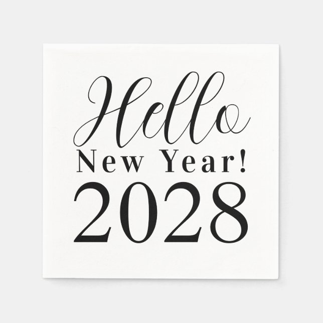 Servilleta De Papel Nochevieja Fiesta blanco y negro (Anverso)