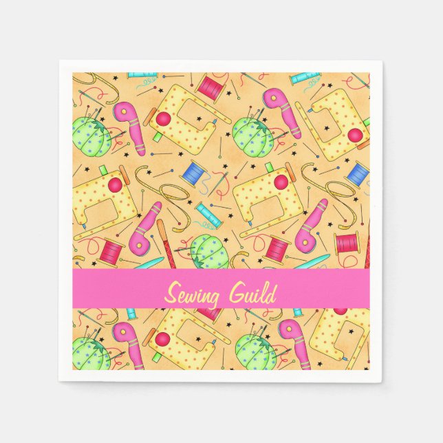 Servilleta De Papel Nociones de coser amarillo Nombre de arte personal (Anverso)