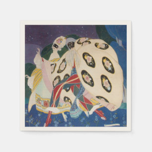 Servilleta De Papel NOCTURNO CON MÁSCARAS / Máscara veneciana Art Déco