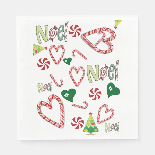 Servilleta De Papel Noel, Feliz Navidad Santa Napkins (Anverso)