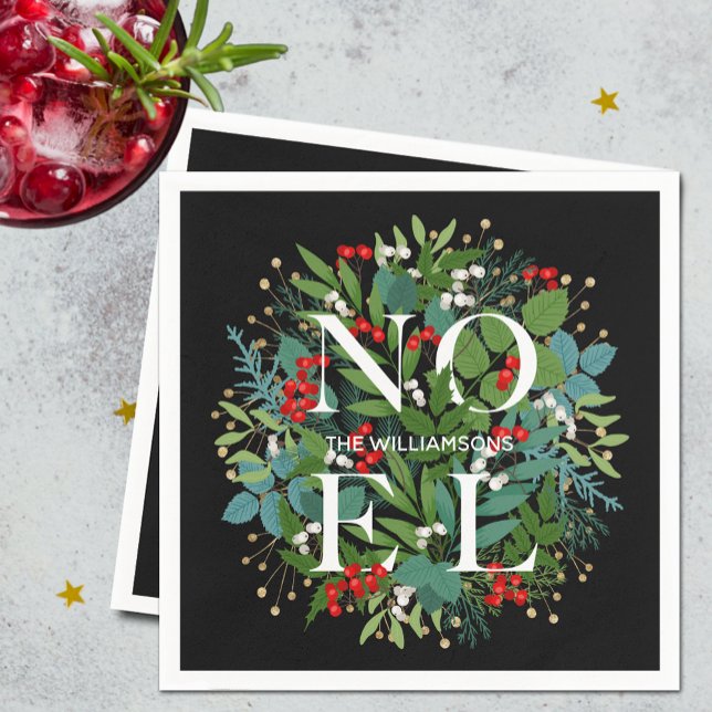 Servilleta De Papel NOEL Greenery sobre los Navidades negros (Subido por el creador)