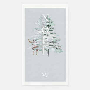Servilleta De Papel Noel Woodland Deer Monograma vacaciones de inviern