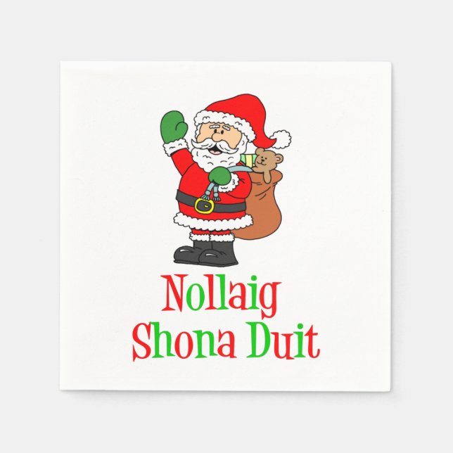 Servilleta De Papel Nollaig Shona Duit Navidades irlandeses Santa Napk (Anverso)