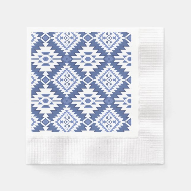 Servilleta De Papel NOMADESAUSTRALIENS Diseño azteca azul (Anverso)