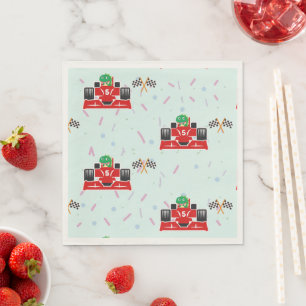 Servilleta De Papel Nombramiento de niño de carreras rojas del coche d