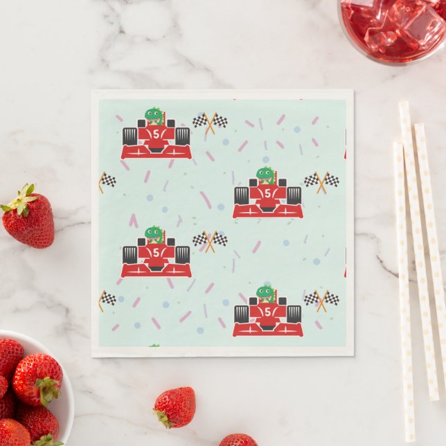 Servilleta De Papel Nombramiento de niño de carreras rojas del coche d (In situ)
