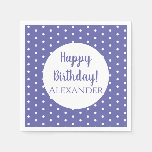 Servilleta De Papel Nombrar moderno púrpura polka puntos fiesta de cum (Anverso)