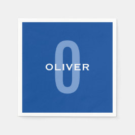 Servilleta De Papel Nombre blanco azul monograma personalizado