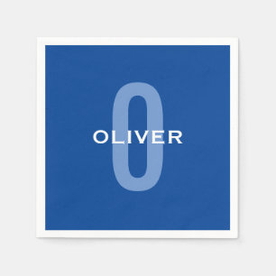 Servilleta De Papel Nombre blanco azul monograma personalizado