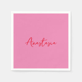 Servilleta De Papel Nombre caligráfico profesional personalizado rosa